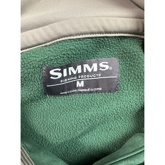 Simms Hoodie Mens Medium Sweatshirt Performance Fishing Pullover Pocket Green - Picture 3 of 4